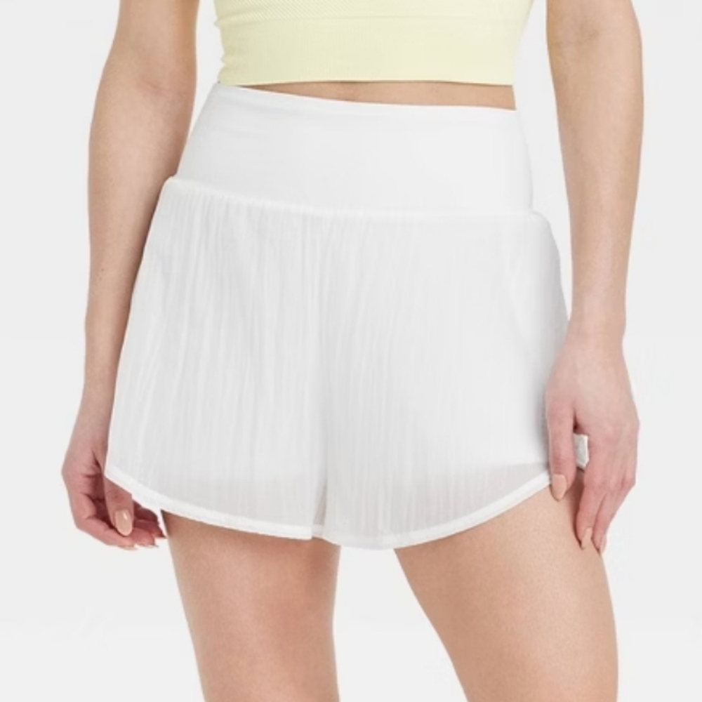 Women's Woven High-Rise 2-in-1 Run Shorts 3" - All In Motion White L